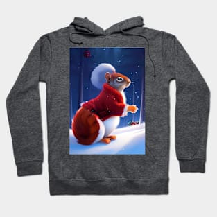 THOUGHTFUL FATHER CHRISTMAS SQUIRREL IN THE SNOW Hoodie